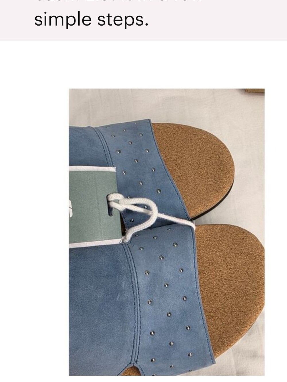 Revitalign Womens 10B Blue Studded Suede Orthotic Slide Sandals. Medium Width. - Picture 3 of 7